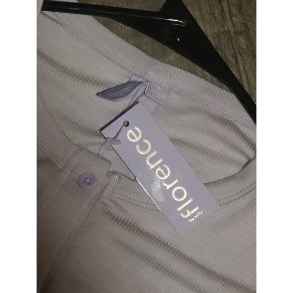 Florence by Mills Romper Small Lavender Purple Long Sleeve Button Front Ribbed - Picture 2 of 5